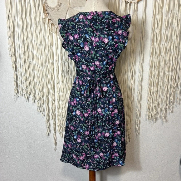 Rebecca Taylor Ruby Floral Hammered Silk Dress size 0 - Picture 5 of 11